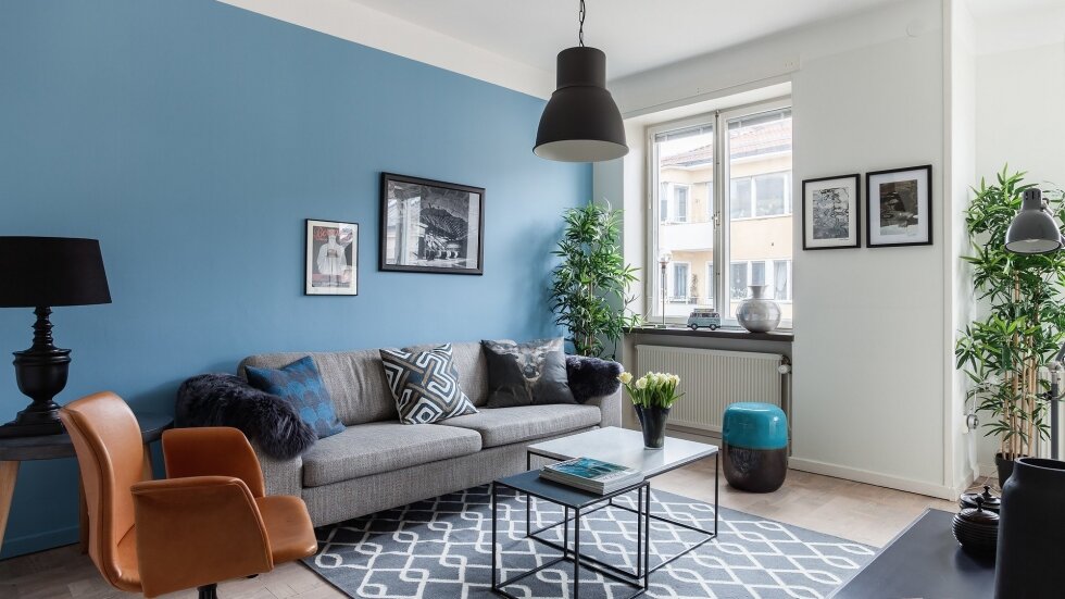 Синие и голубые оттенки в интерьере квартиры
