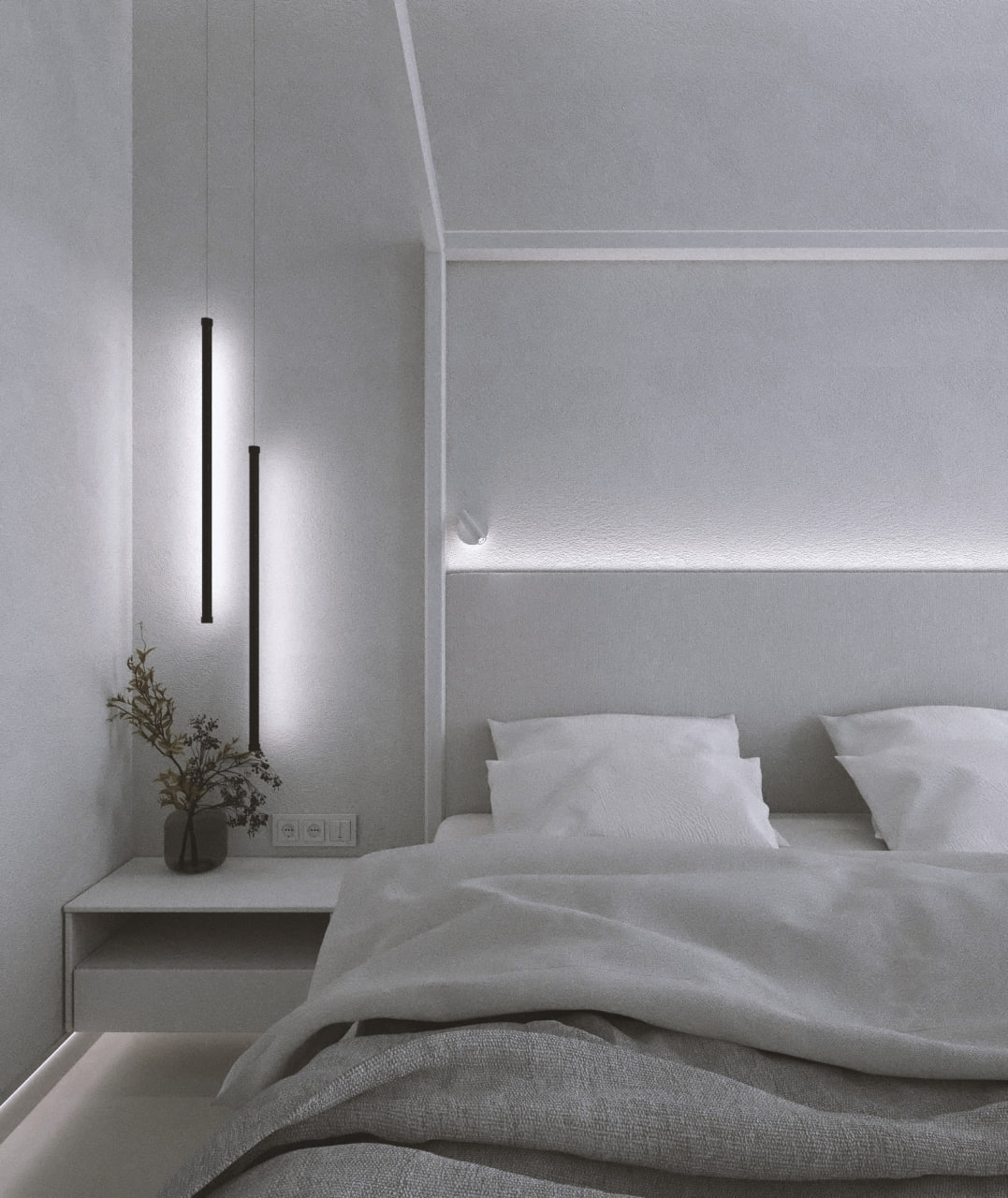 Дизайн белой спальной комнаты